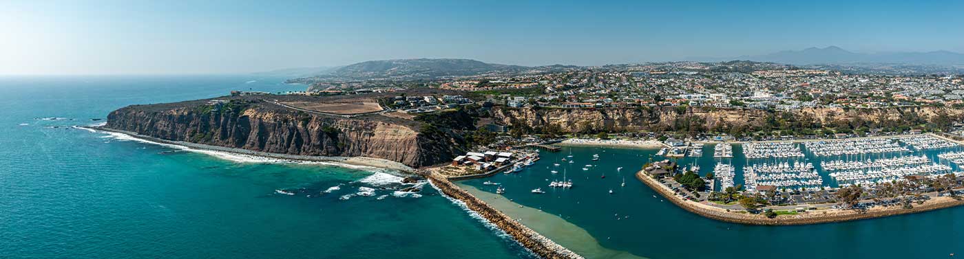 dana point harbor and coastal cliffs in Orange County, CA