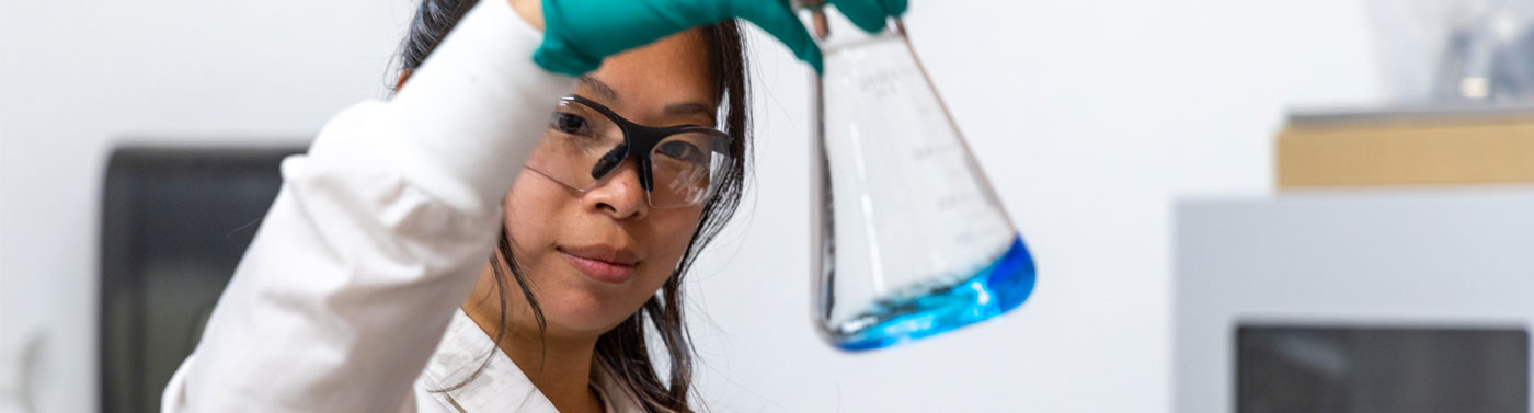 Female scientist hard at work
